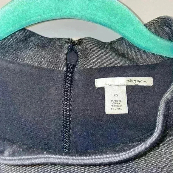 EUC Halogen Denim Mock Neck Pop Tweed Sheath Dress Size XS - Picture 3 of 8